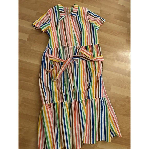 Target Pride Adult Striped Rainbow Short Sleeve Maxi Shirtdress - Picture 5 of 5